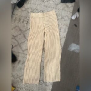 Cream Ribbed Knit pants